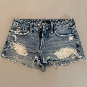 Abercrombie & Fitch Blue Jean Shorts Distressed Raw Hem